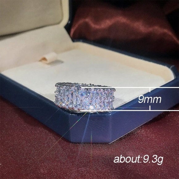 💎 Round Full Zircon Stone Dazzling Luxury Finger Rings for Women, PD121 - Picture 13 of 13